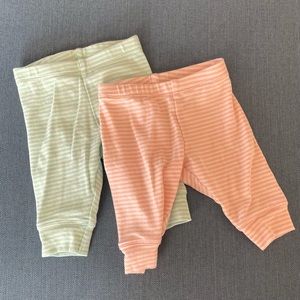 Primary baby pants mint and pink stripe